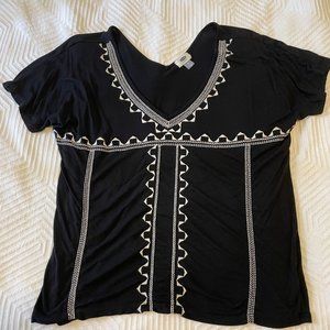 Black Embroidered Tee